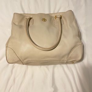 Cream White Large Leather Tory Burch Purse